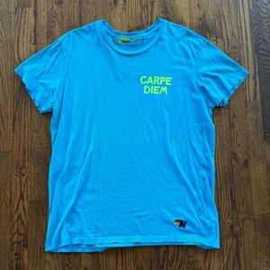 Aviator Nation Carpe Diem Aqua Blue T-Shirt Large